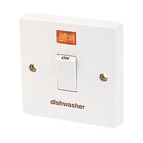 Crabtree Capital 20A 1-Gang DP Dishwasher Switch White with Neon