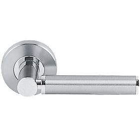 Smith & Locke Lyme Fire Rated Lever on Rose Door Handles Pair Polished \/ Satin Nickel