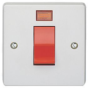 Crabtree Capital 45A 1-Gang DP Cooker Switch White with Neon