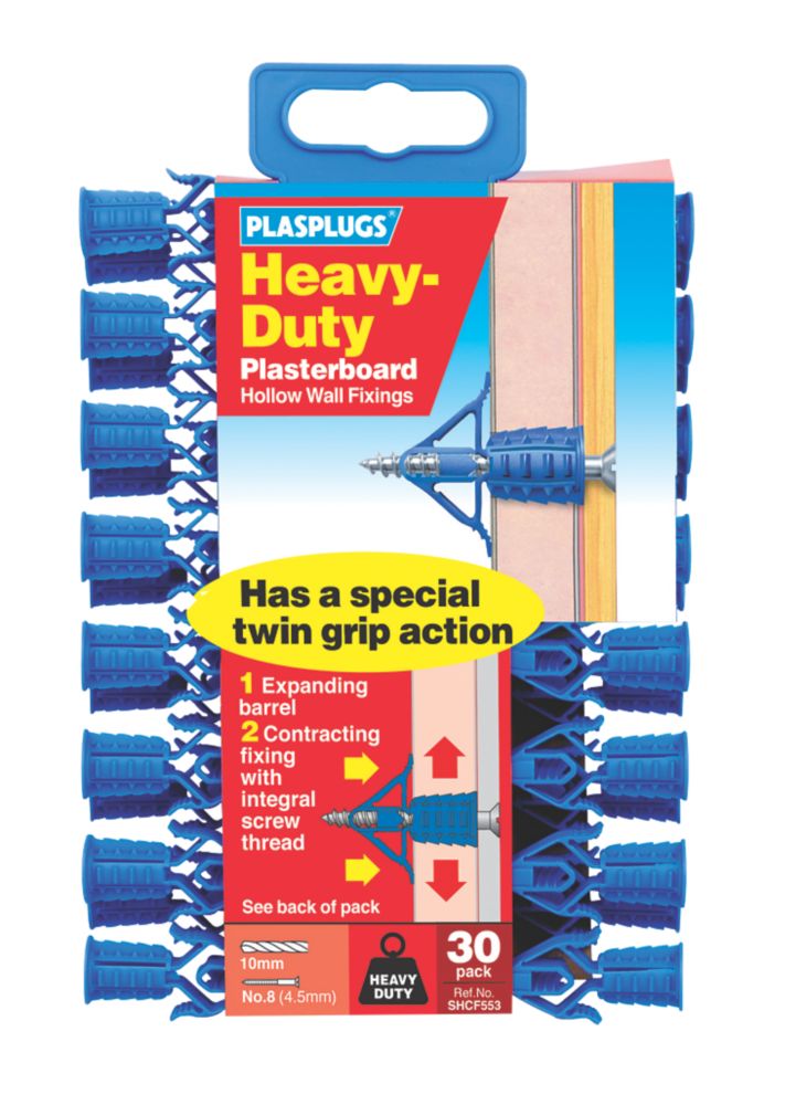 Plasplugs Heavy Duty Plasterboard Fixings 10 x 36mm 30 Pack Screwfix