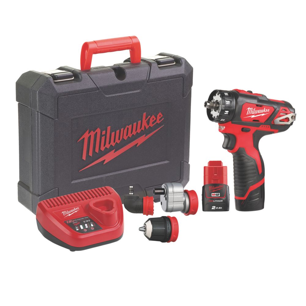 Milwaukee M12 BDDX202C 12V 2 x 2.0Ah LiIon RedLithium Cordless Drill