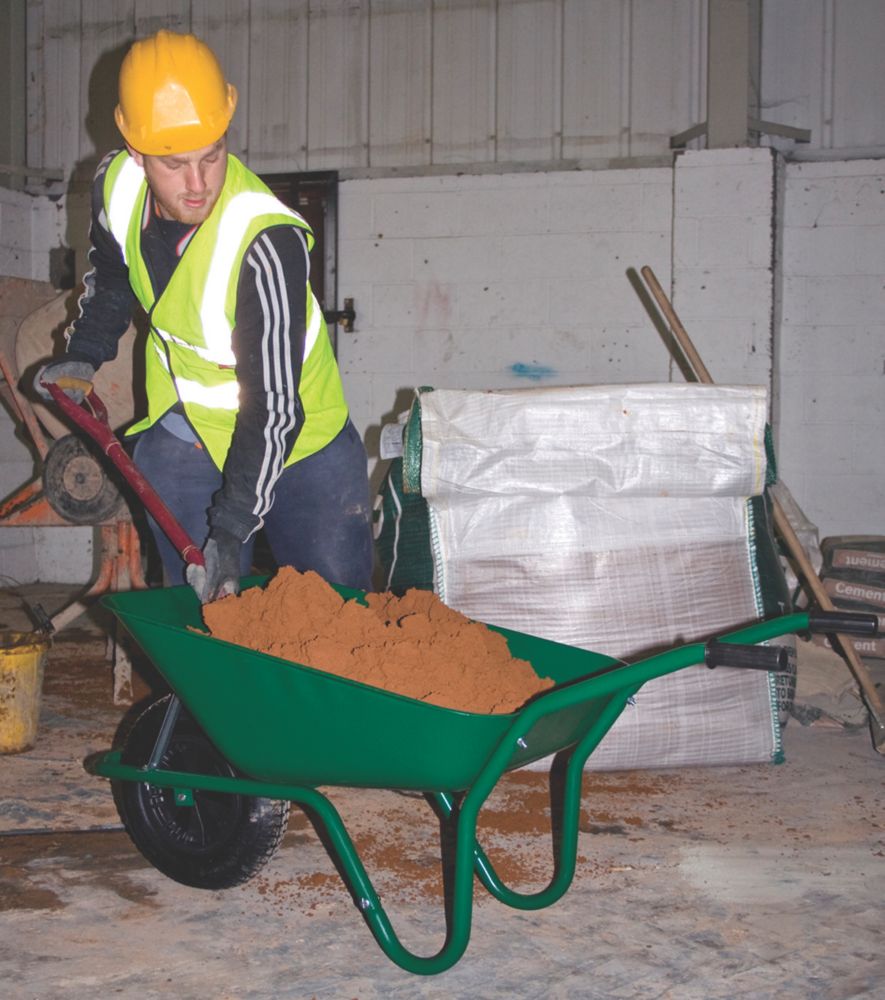 Walsall Easiload Pneumatic Wheels Builders Wheelbarrow Green 85Ltr Screwfix