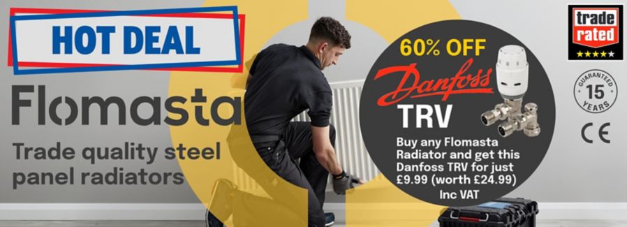 Buy any Flomasta Central Heating Radiator and get this Danfoss TRV for £9.99 (Inc VAT)