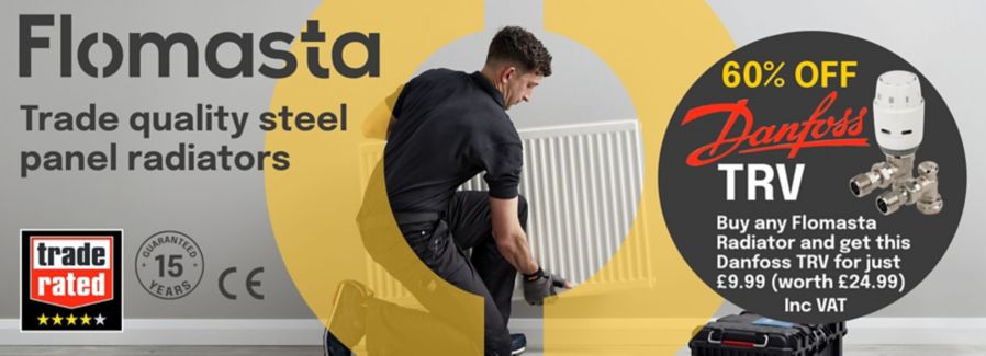 Buy any Flomasta Central Heating Radiator and get this Danfoss TRV for £9.99 (Inc VAT)