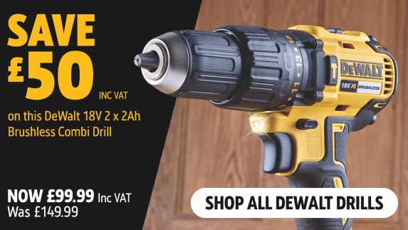 Save £50 Inc VAT on this DeWalt 18V 2 x 2Ah Brushless Combi Drill. Shop all DeWalt Drills