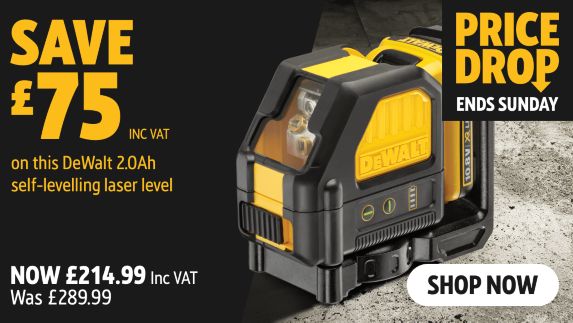 Save £75 Inc VAT on this DeWalt 2.0Ah Self Levelling Laser Level. Shop DeWalt Price Drop