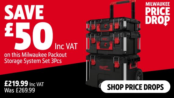 Save £50 Inc VAT on this Milwaukee Packout Storage System Set 3Pcs