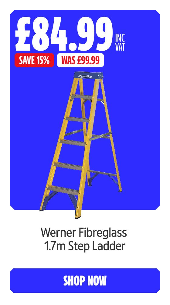 Save 15% on this Werner Fibreglass 1.7m Step Ladder. Shop Now