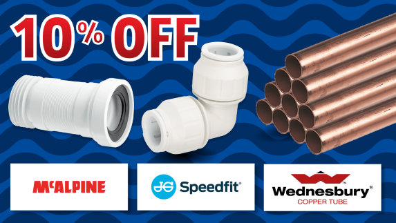 Boost! 10% Off McAlpine, JG Speedfit, Wednesbury Copper Tube. Only on the App!