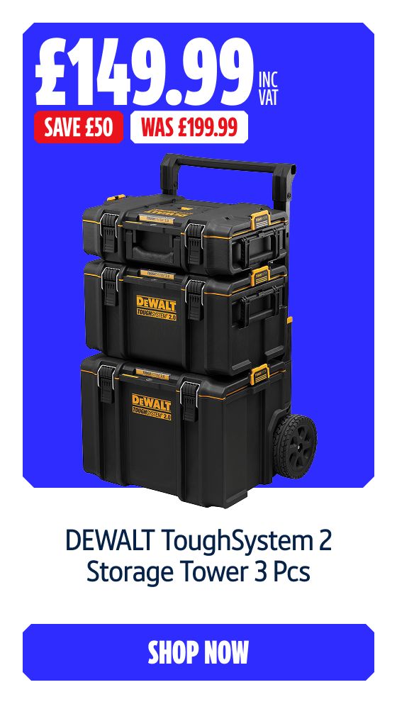 Save £50 Inc VAT on this DEWALT ToughSystem 2 Storage Tower 3 Pcs. Shop Now