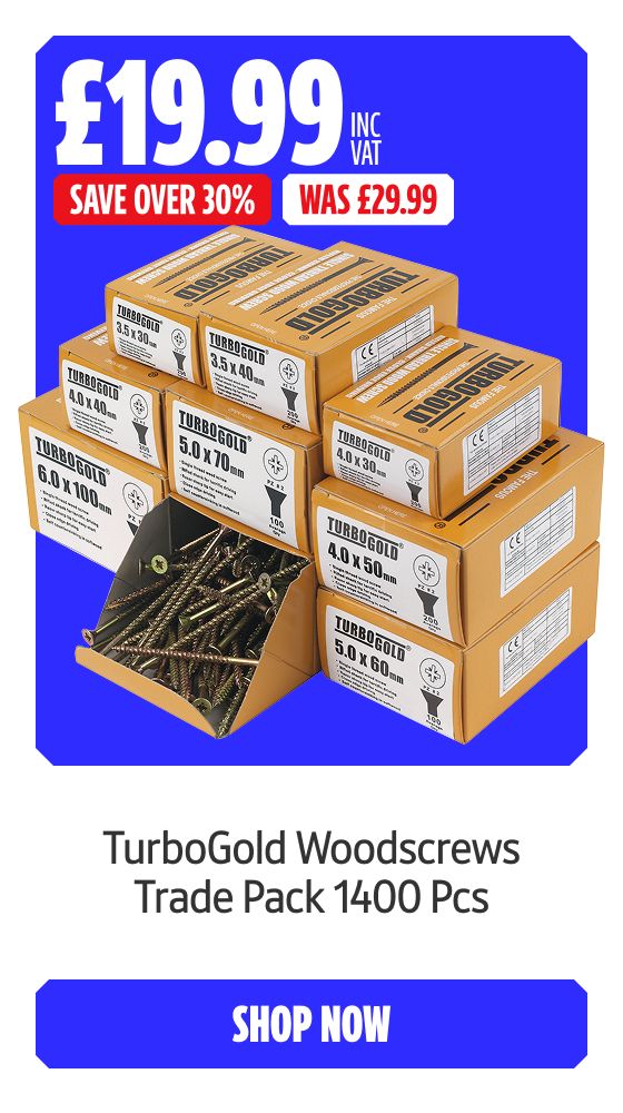 Save over 30% on this TurboGold  Woodscrews Trade Pack 1400 Pcs. Shop Now