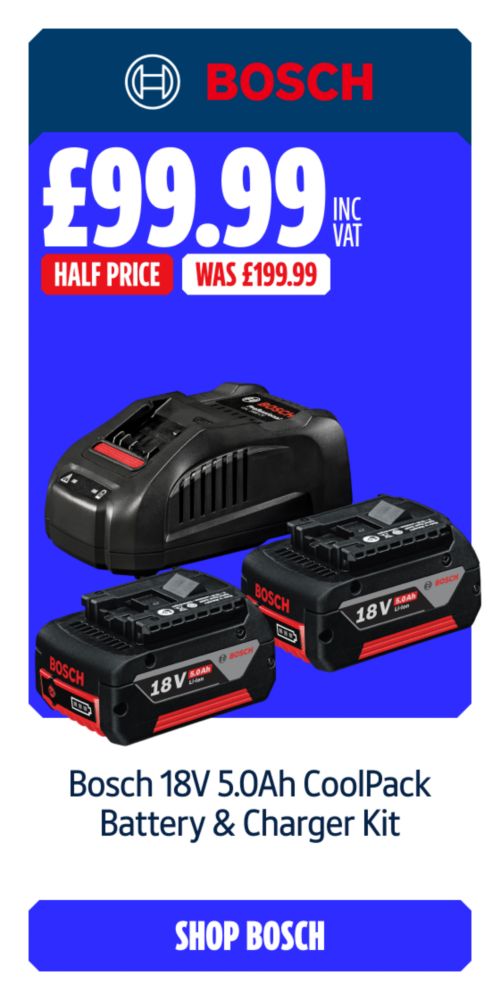 Half Price Bosch 18V 5.0Ah CoolPack Battery & Charger Kit. Shop Bosch