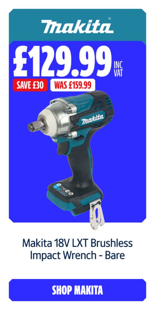 Save £30 Inc VAT on this Makita 18V LXT Brushless Impact Wrench - Bare. Shop Makita