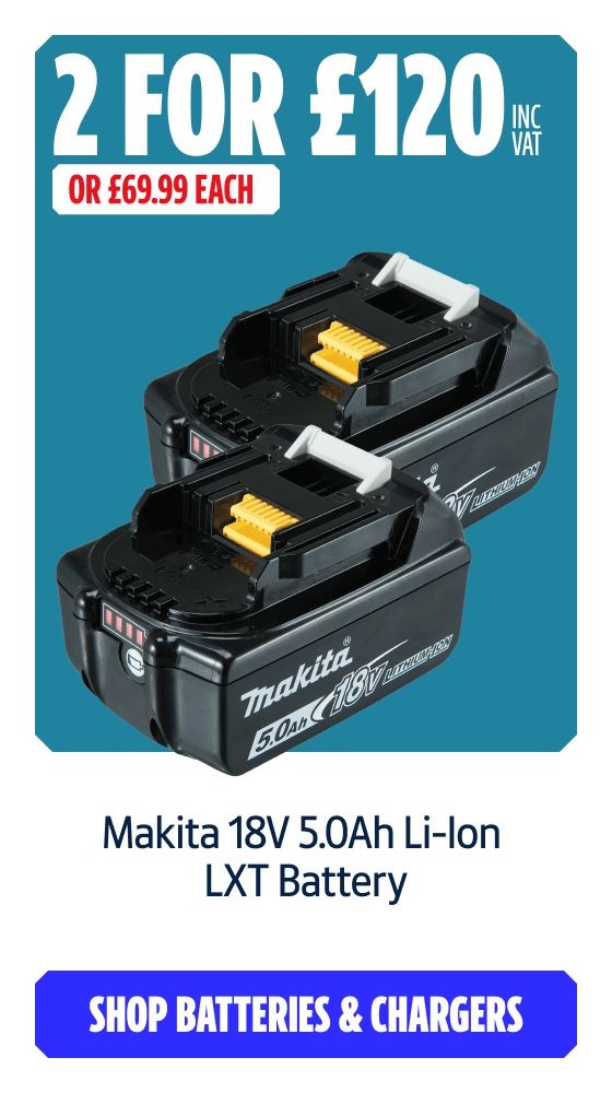Buy 2 for £120 Inc VAT Makita 18V 5.0Ah Li-Ion LXT Battery. Shop Batteries & Chargers