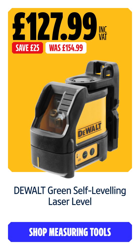 Save £25 Inc VAT on this DEWALT Green Self-Levelling Laser Level. Shop Measuring Tools