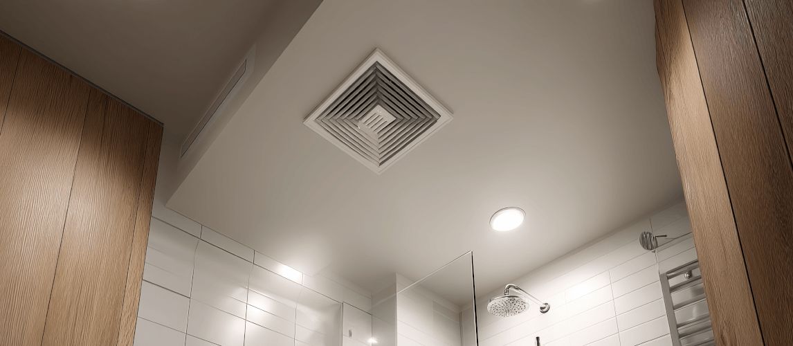 bathroom ventilation fan in modern apartment interior design with air system setup
