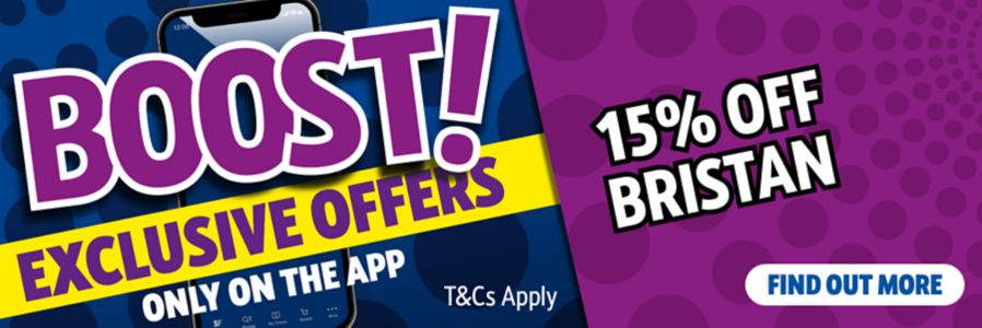 Boost Exclusive Offers - 15% off Bristan only on the App. T&Cs apply
