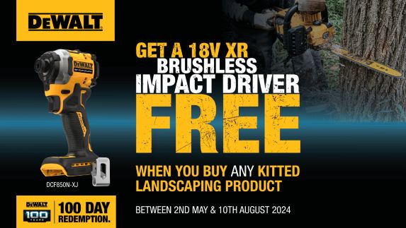 Get an 18V Brushless Impact Driver Free, when you buy any Kitted Landscaping Product