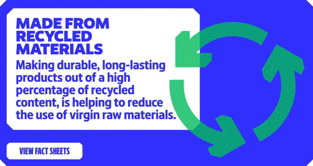 Made from recycled materials. View Fact Sheets