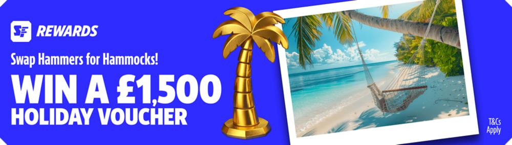 Screwfix Rewards. Win a £1,500 Holiday Voucher! T&Cs Apply.