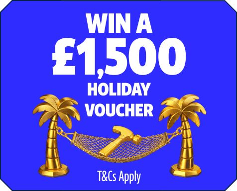 Screwfix Rewards. Win a £1,500 Holiday Voucher. Find Out More
