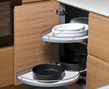 solution for a kitchen corner storage in cupboard.