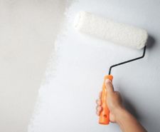 Painting matt over silk paint with a roller brush