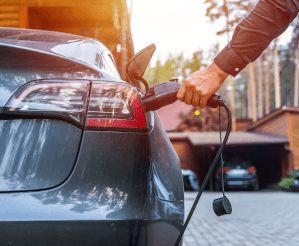 Electric car plugged in