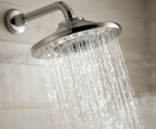 modern shower head actively running
