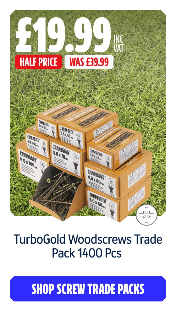 Half Price TurboGold Woodscrews Trade Pack 1400 Pcs. Shop Screw Trade Packs