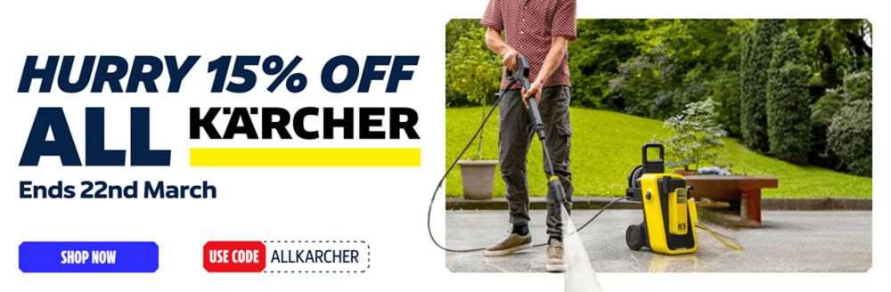 Hurry 15% Off All Karcher Ends 22nd March! Use Code: ALLKARCHER. Shop Now
