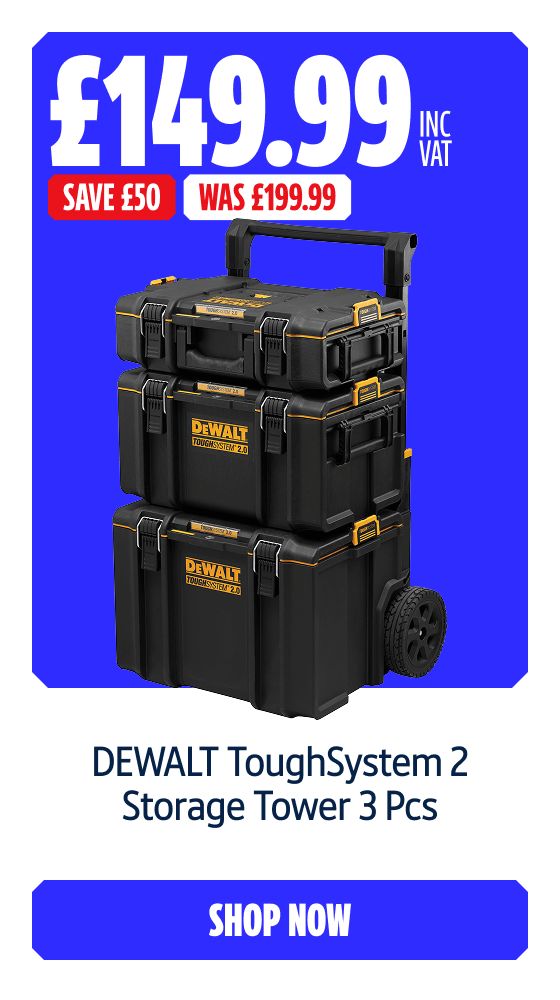 Save £50 Inc VAT on this DEWALT ToughSystem 2 Storage Tower 3 Pcs. Shop Now