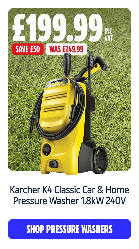 Save £50 Inc VAT on this Karcher K4 Classic Car & Home Pressure Washer 1.8kW 240V. Shop Pressure Washers