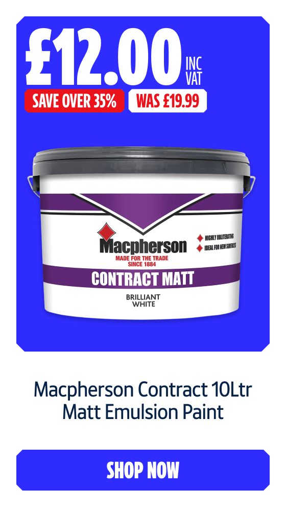 Save Over 35% on this Macpherson Contract 10Ltr Matt Emulsion Paint. Shop Now