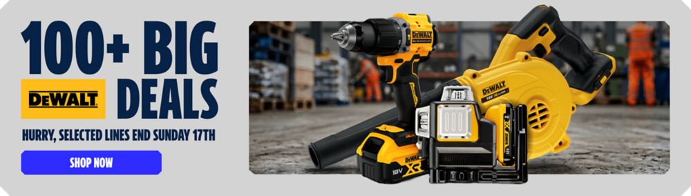 100+ BIG DEWALT DEALS. Hurry, selected lines end Sunday 17th. Shop Now