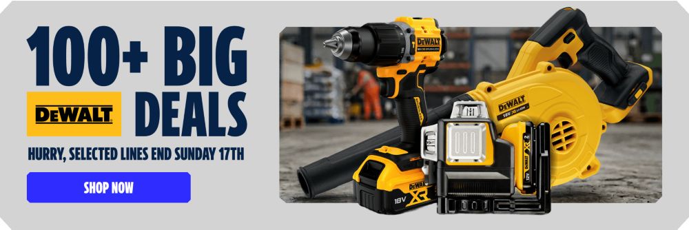 100+ BIG DEWALT DEALS. Hurry, selected lines end Sunday 17th. Shop Now