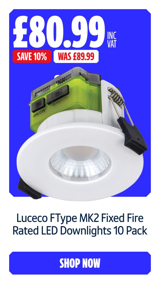 Save 10% on this Luceco FType MK2 Fixed Fire Rated LED Downlights 10 Pack. Shop Now