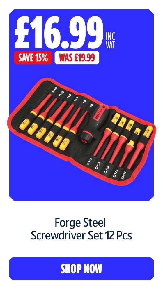 Save 15% on this Forge Steel Screwdriver Set 12 Pcs. Shop Now