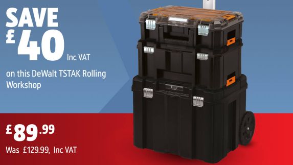 Save £40 Inc VAT on this DeWalt TSTAK Rolling Workshop