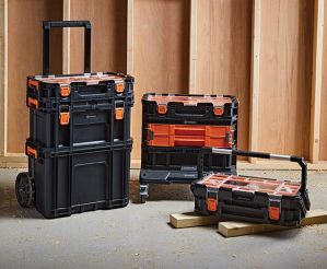Three Magnusson Stakkur toolboxes including a Magnusson Stakkur 3 piece Tool Box System