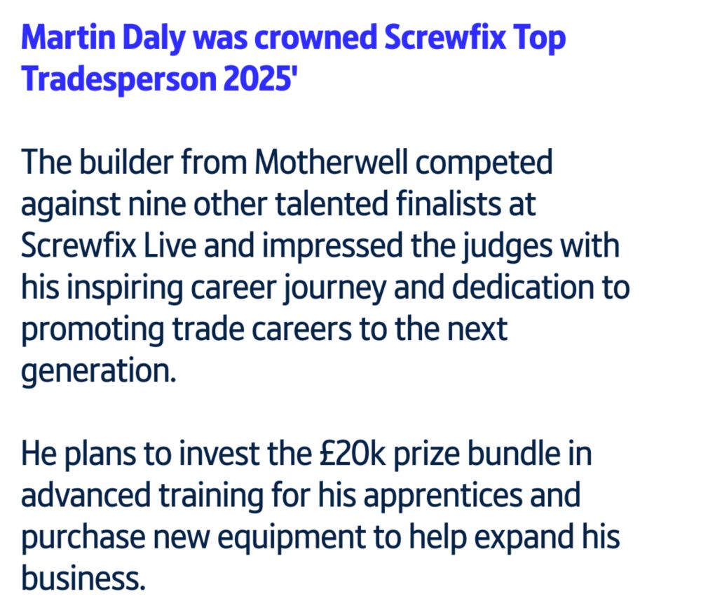 Martin Daly was crowned Screwfix Top Tradesperson 2025!