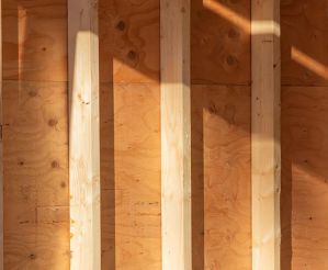 Interior wood stud wall