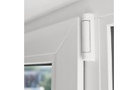 white uPVC door hinge with a window panel next to it