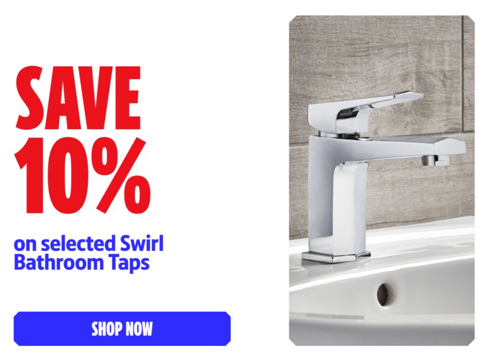 Save 10% on selected Swirl Bathroom Taps. Shop Now