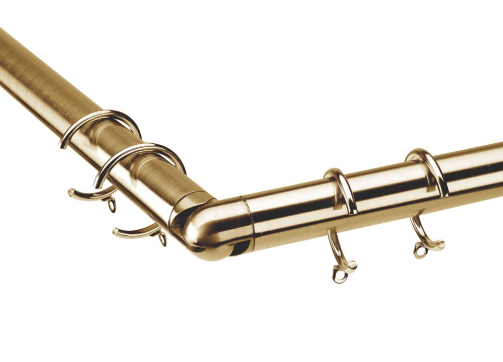 The ultimate Universal Metal Bay Window Curtain Pole Antique Brass 28mm