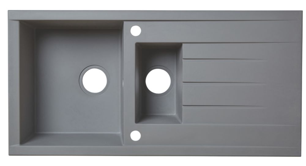 The ultimate Plastic & Resin Kitchen Sink & Drainer Grey 1.5 Bowl Reversible 1000 x 500mm Reviews