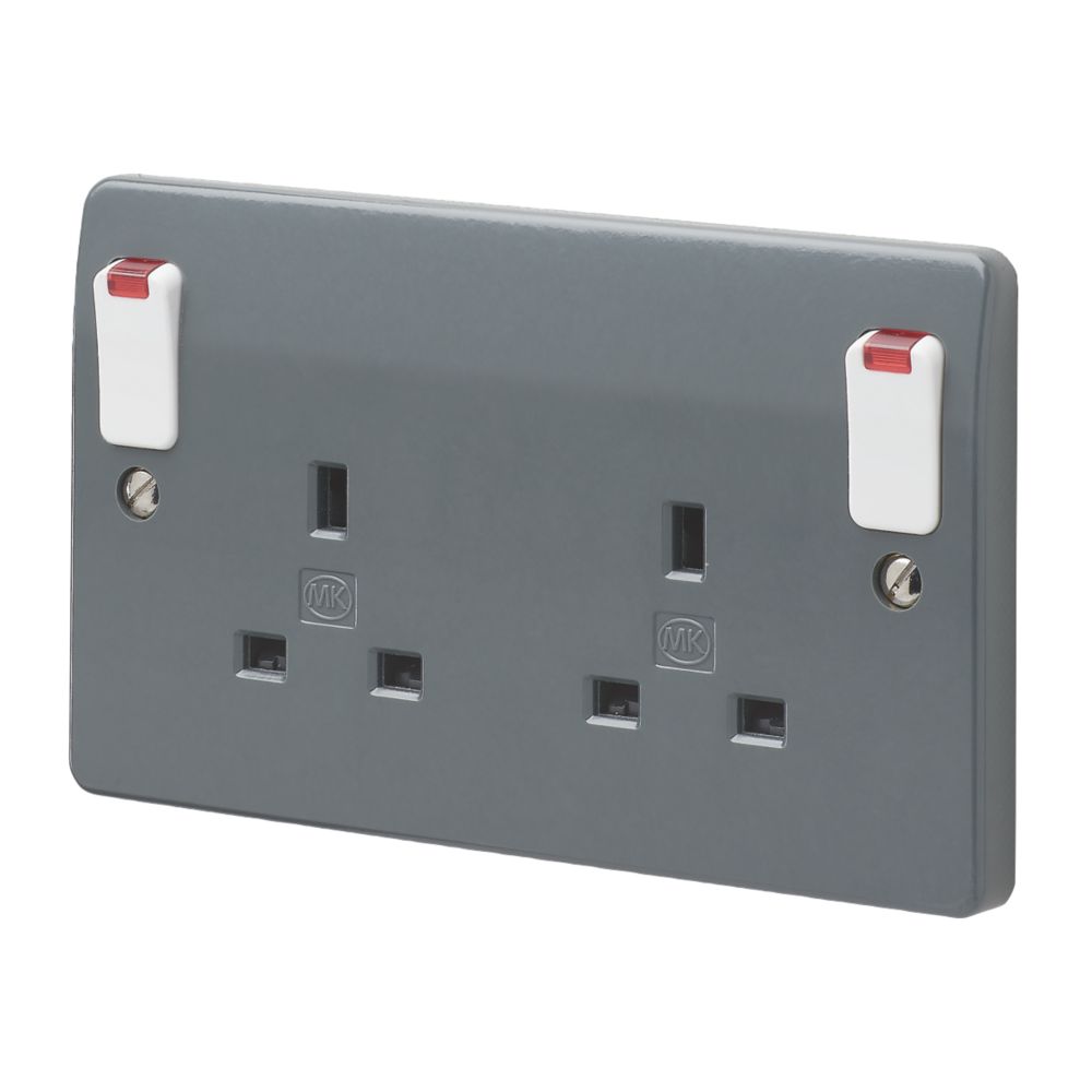 The ultimate MK Logic Plus 13A 2-Gang DP Switched Plug Socket Grey with ...