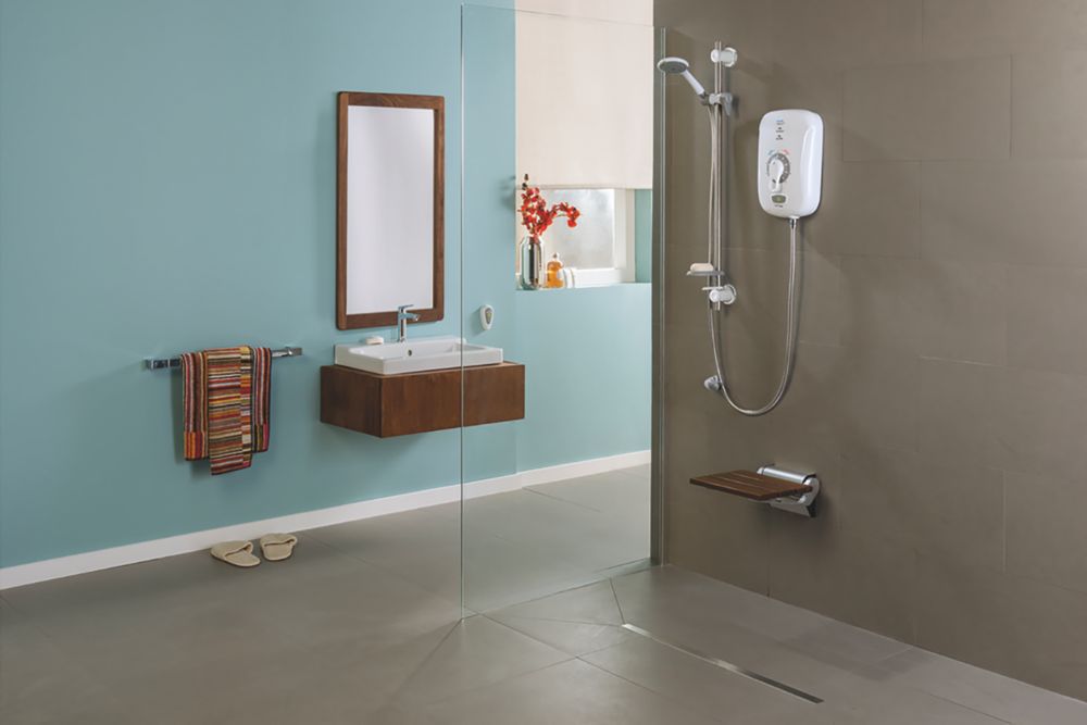 The ultimate Triton Safeguard+ White / Grey 8.5kW Thermostatic Electric