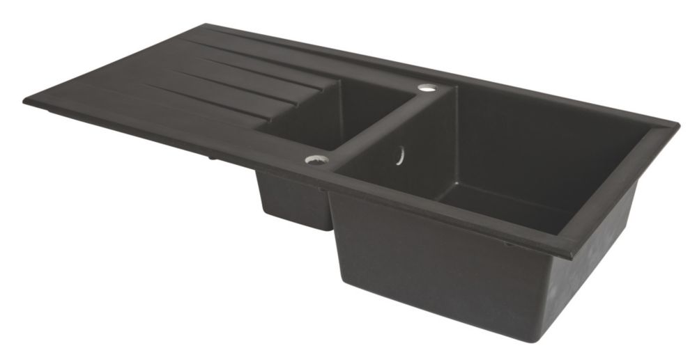 The ultimate Plastic & Resin Kitchen Sink & Drainer Black 1.5 Bowl Reversible 1000 x 500mm Reviews