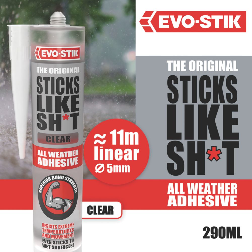 The ultimate EvoStik 'Sticks Like Sh*t' Adhesive Clear 290ml Reviews